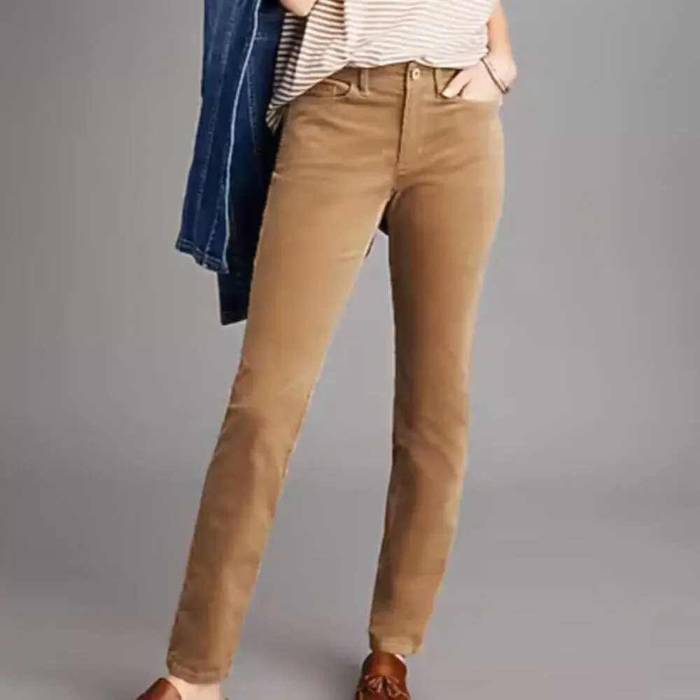 J. Jill Authentic Fit Slim Leg Corduroy Pants 8 Tan Rattan Academia Minimalist
